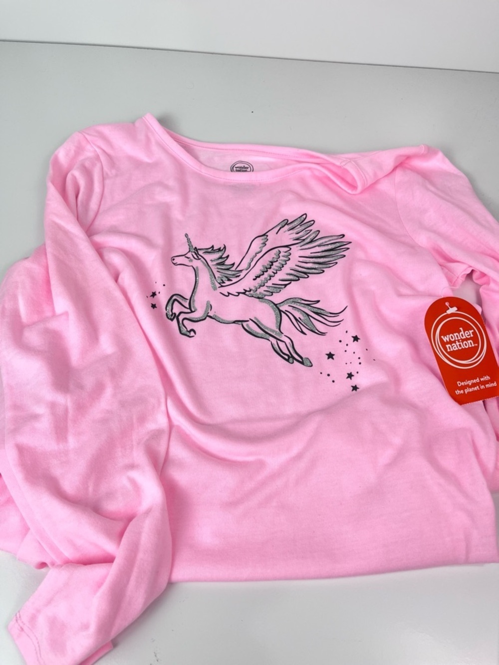 Girls Wonder Nation Pink Unicorn Pajama PJ Top Sz XL 14-16 NWT